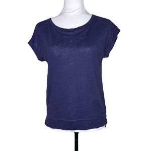 J. Crew Linen Rolled-Cuff T-Shirt Blue Size XS